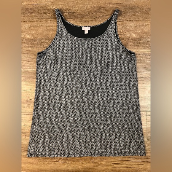 J Jill Wearever Tank Top Women's Medium Black White Sleeveless Shirt I14 - Picture 1 of 5